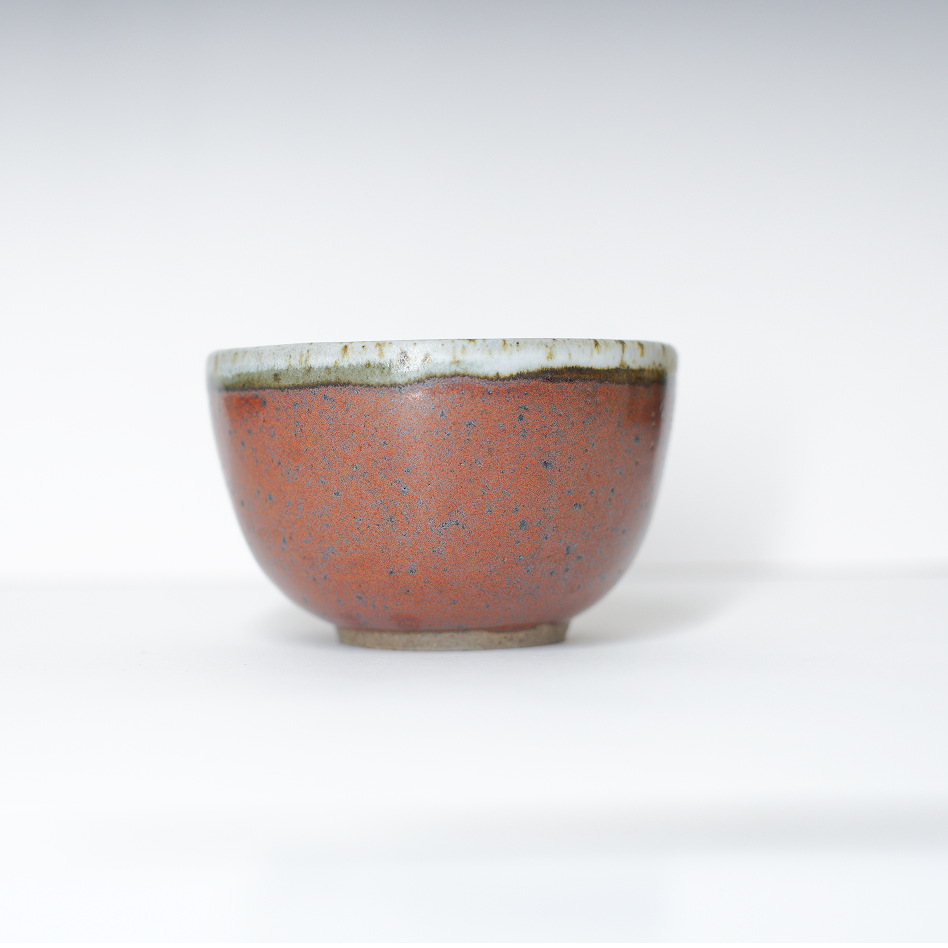 Tea Bowl / Cup - copper / white